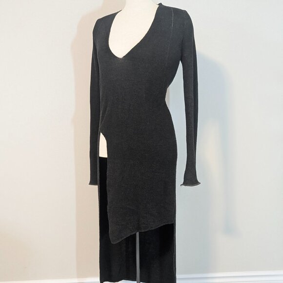 Zara Split Hem Sweater Dress Green Black Medium - Picture 3 of 10